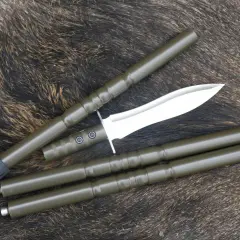Ein Messer mit Griffteilen und einer Kappe, bereit zum saufeder selber bauen.