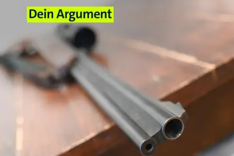 Dein Argument: Ein Luftgewehr entsorgen. Das Gewehr liegt auf einem Holztisch.