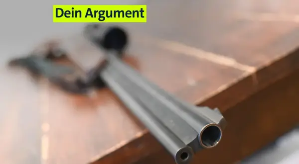 Dein Argument: Ein Luftgewehr entsorgen. Das Gewehr liegt auf einem Holztisch.