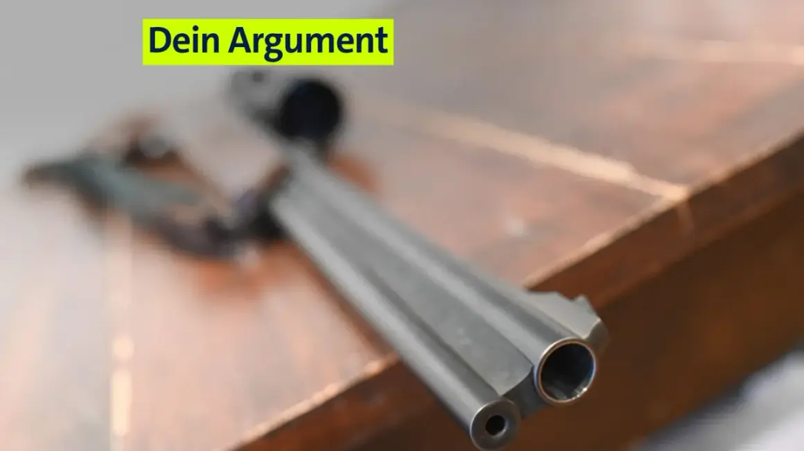 Dein Argument: Ein Luftgewehr entsorgen. Das Gewehr liegt auf einem Holztisch.